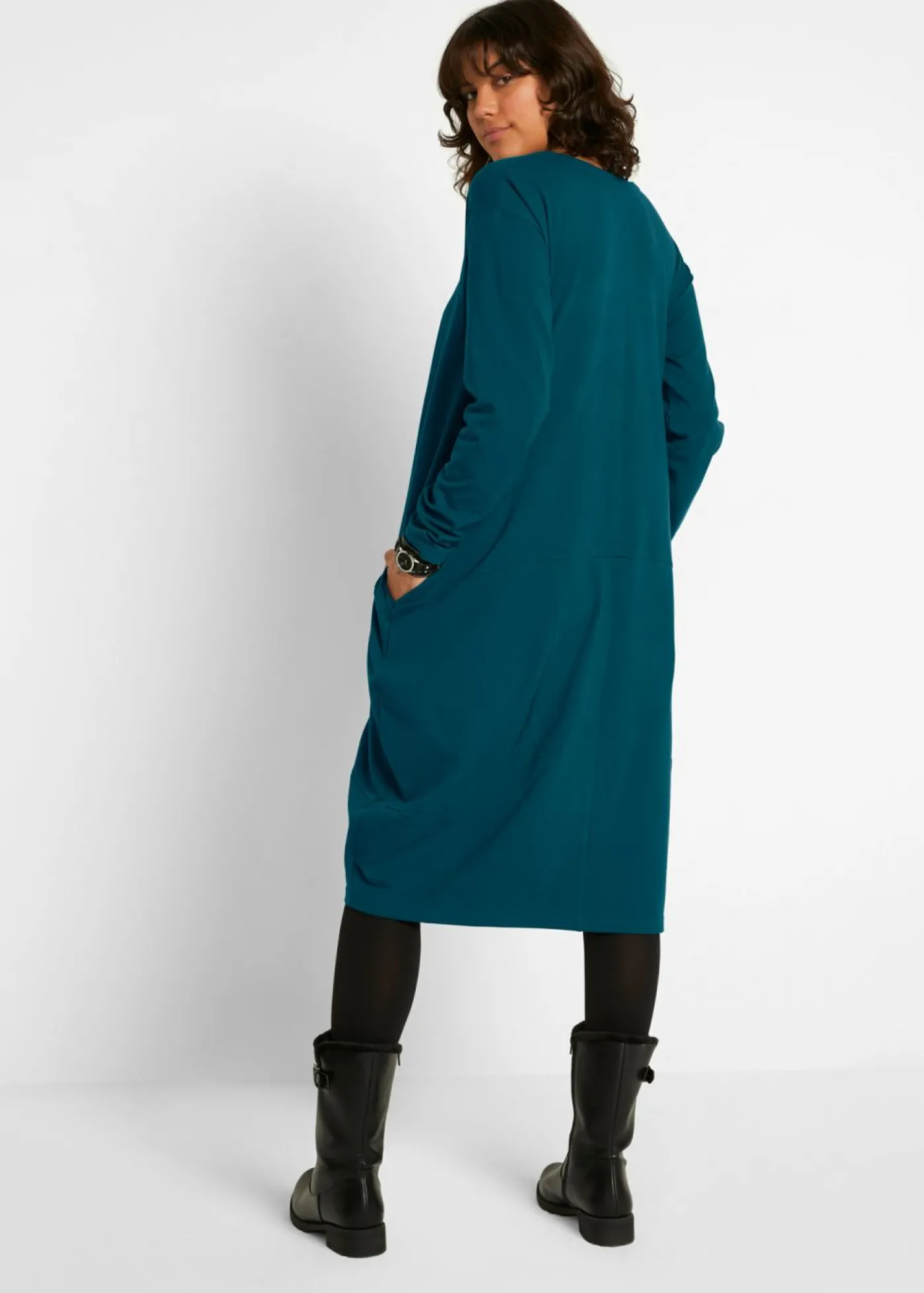 bonprix bonprix Vestido de punto con forma en O Verde azulado Discount