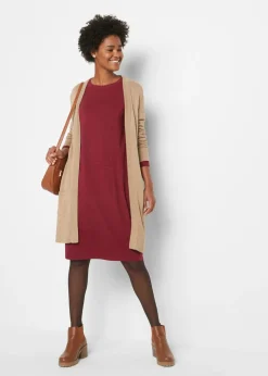 bonprix bonprix Vestido de punto con forma en O Burdeos Hot