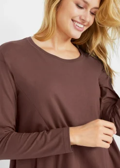 bonprix bonprix Vestido de punto con forma en O Marrón tierra Discount