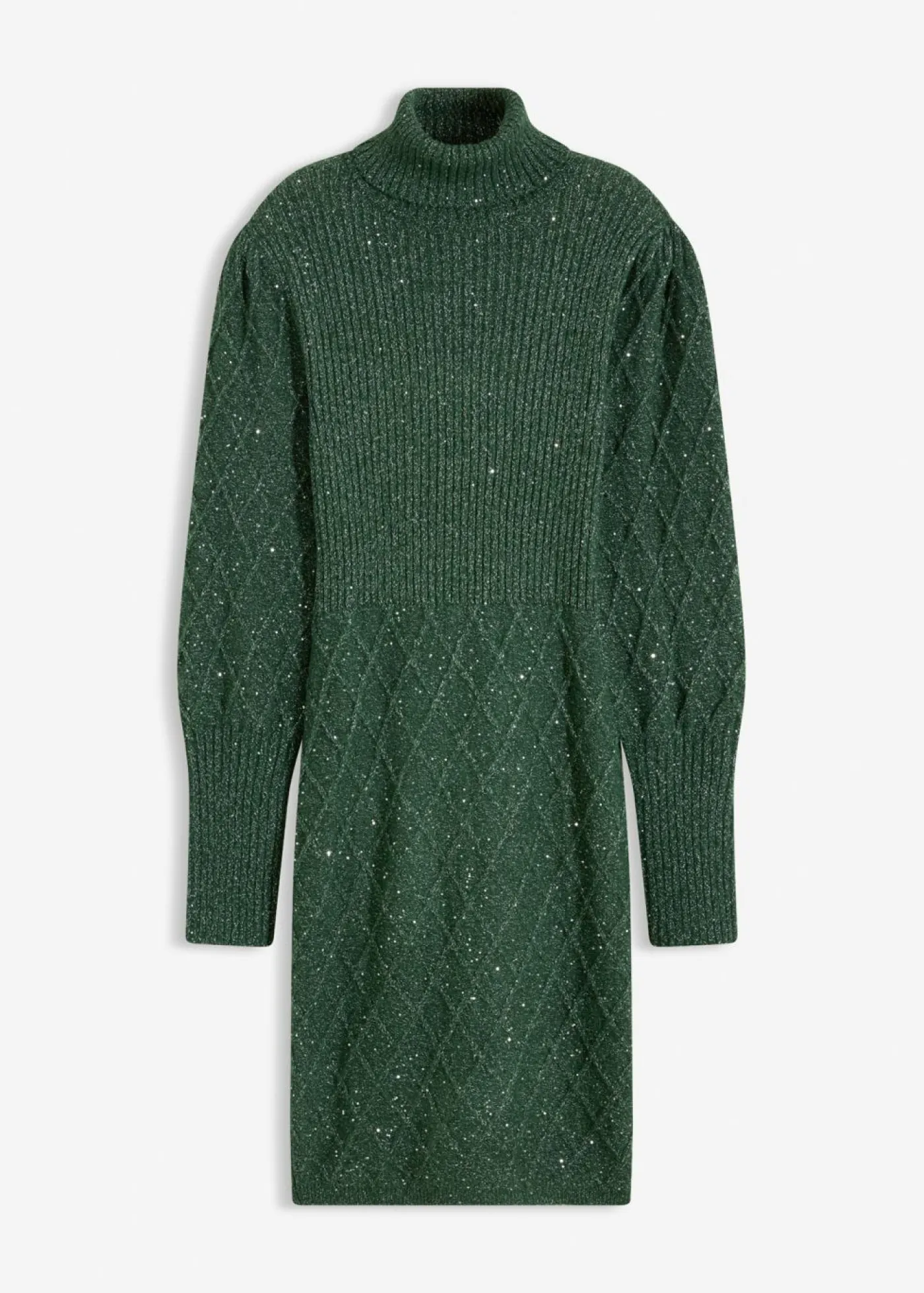 bonprix bonprix Vestido de punto con lentejuelas Verde oscuro Best