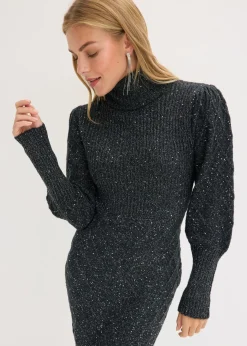 bonprix bonprix Vestido de punto con lentejuelas Negro Discount