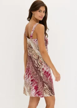 bonprix bonprix Vestido de punto con línea en A Rojo sangría Online