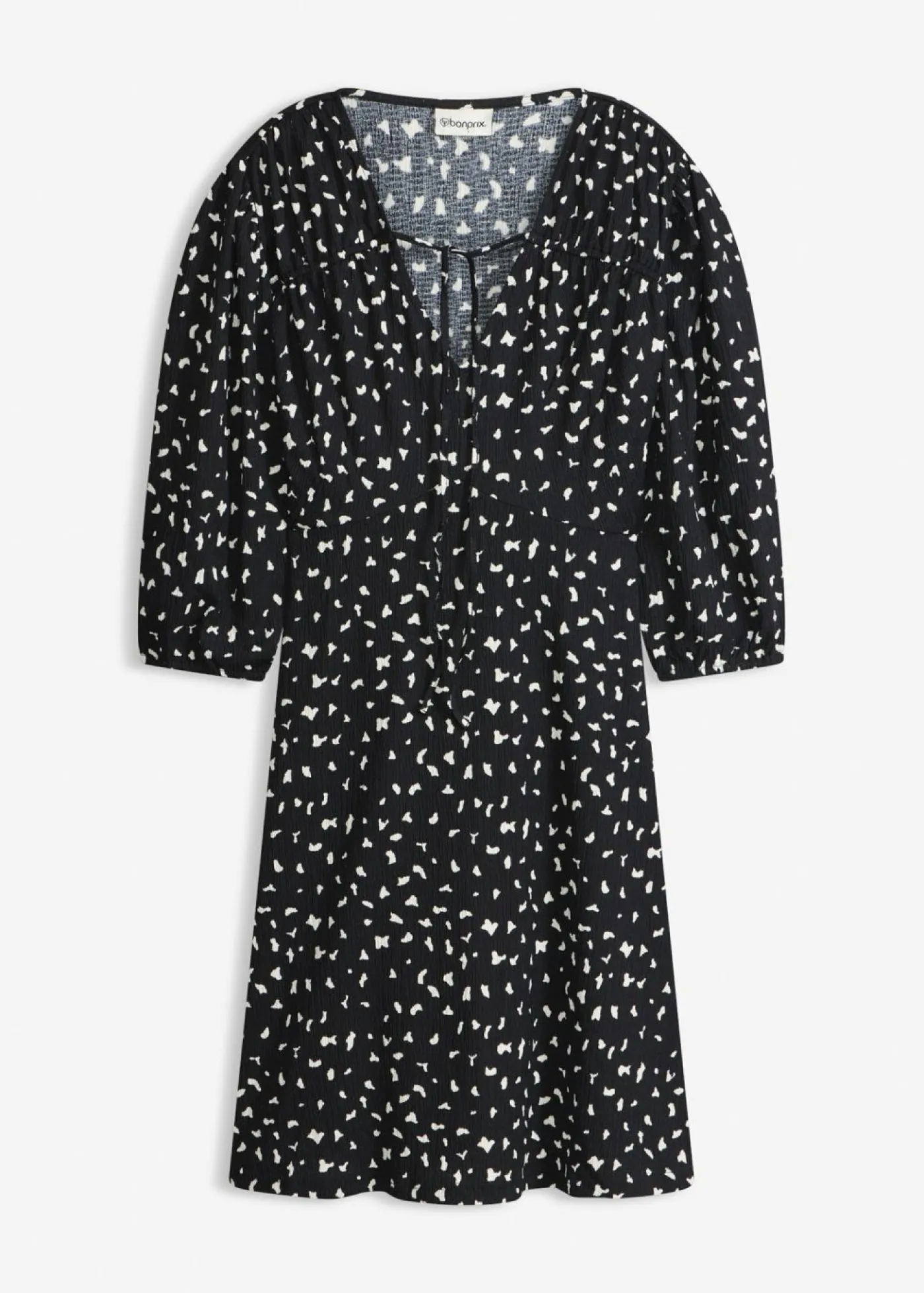 bonprix bonprix Vestido de punto con línea en A Negro con estampado gráfico Discount
