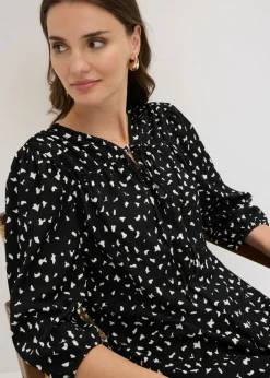 bonprix bonprix Vestido de punto con línea en A Negro con estampado gráfico Discount
