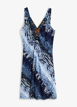 bonprix bonprix Vestido de punto con línea en A Azul-blanco Hot