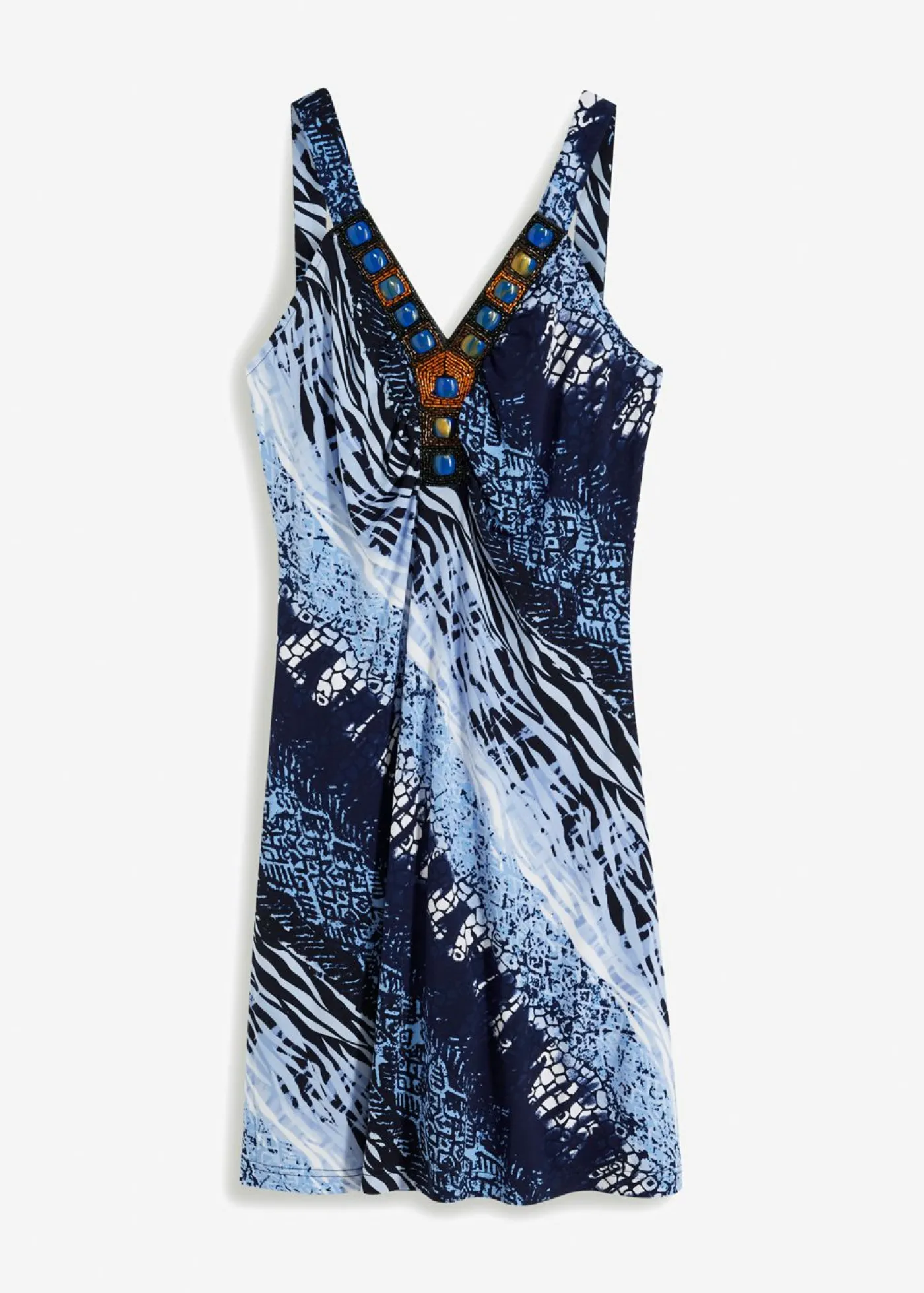 bonprix bonprix Vestido de punto con línea en A Azul-blanco Hot