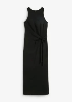 bonprix bonprix Vestido de punto con nudo Negro