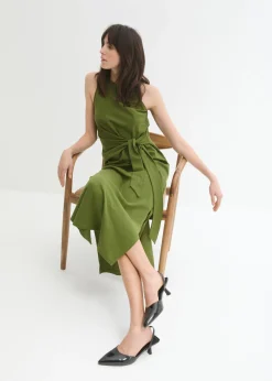 bonprix bonprix Vestido de punto con nudo Musgo oscuro Hot