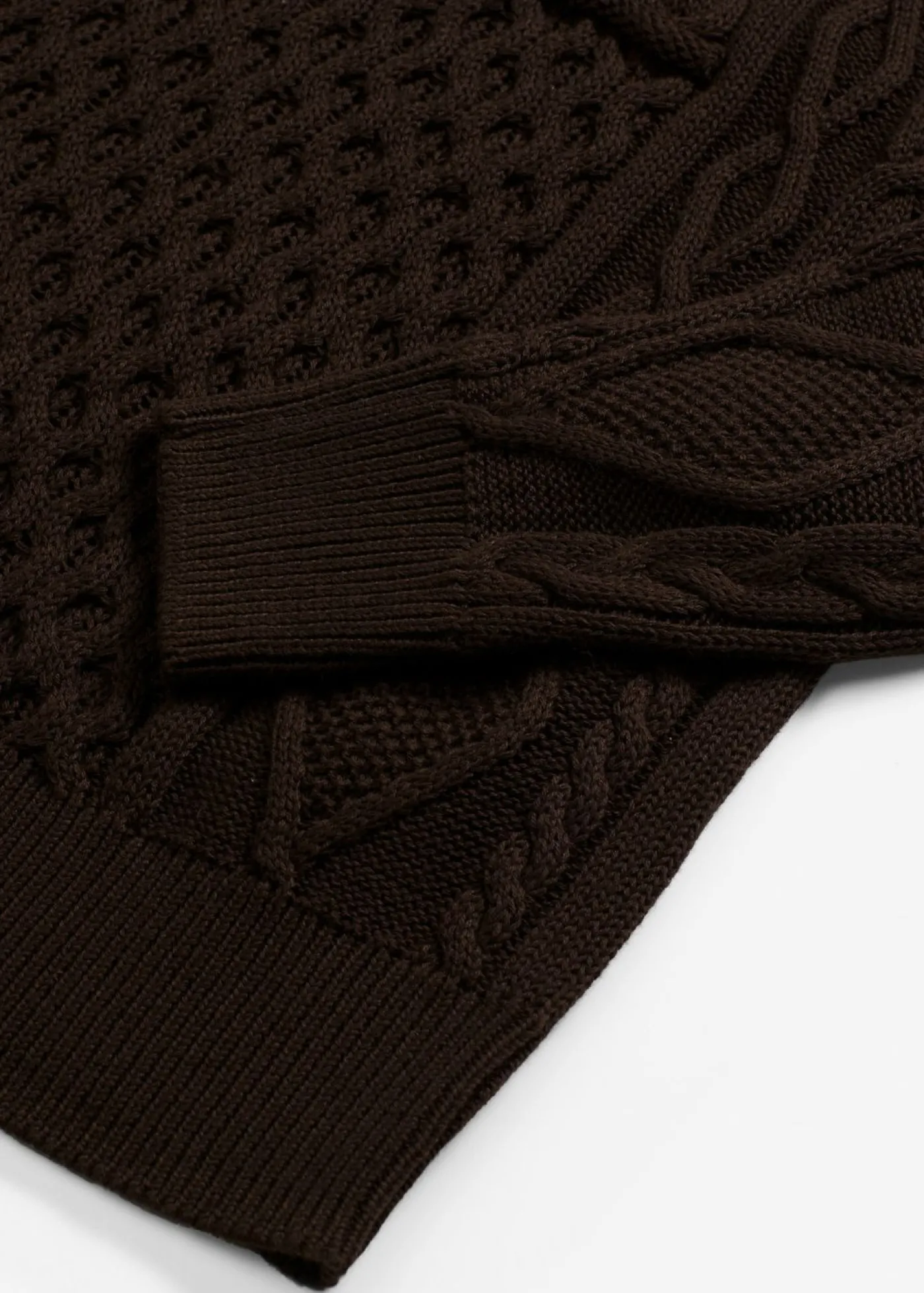 bonprix bonprix Vestido de punto con patrón trenzado Marrón oscuro Sale