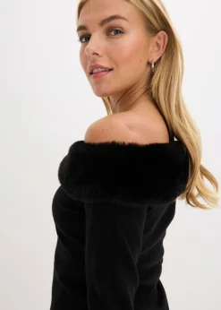 bonprix bonprix Vestido de punto con ribete de pelo sintético Negro Best