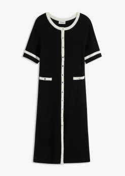 bonprix bonprix Vestido de punto con viscosa Negro-blanco lana New