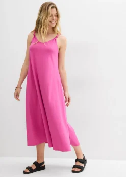 bonprix bonprix Vestido de punto de algodón puro fucsia Outlet