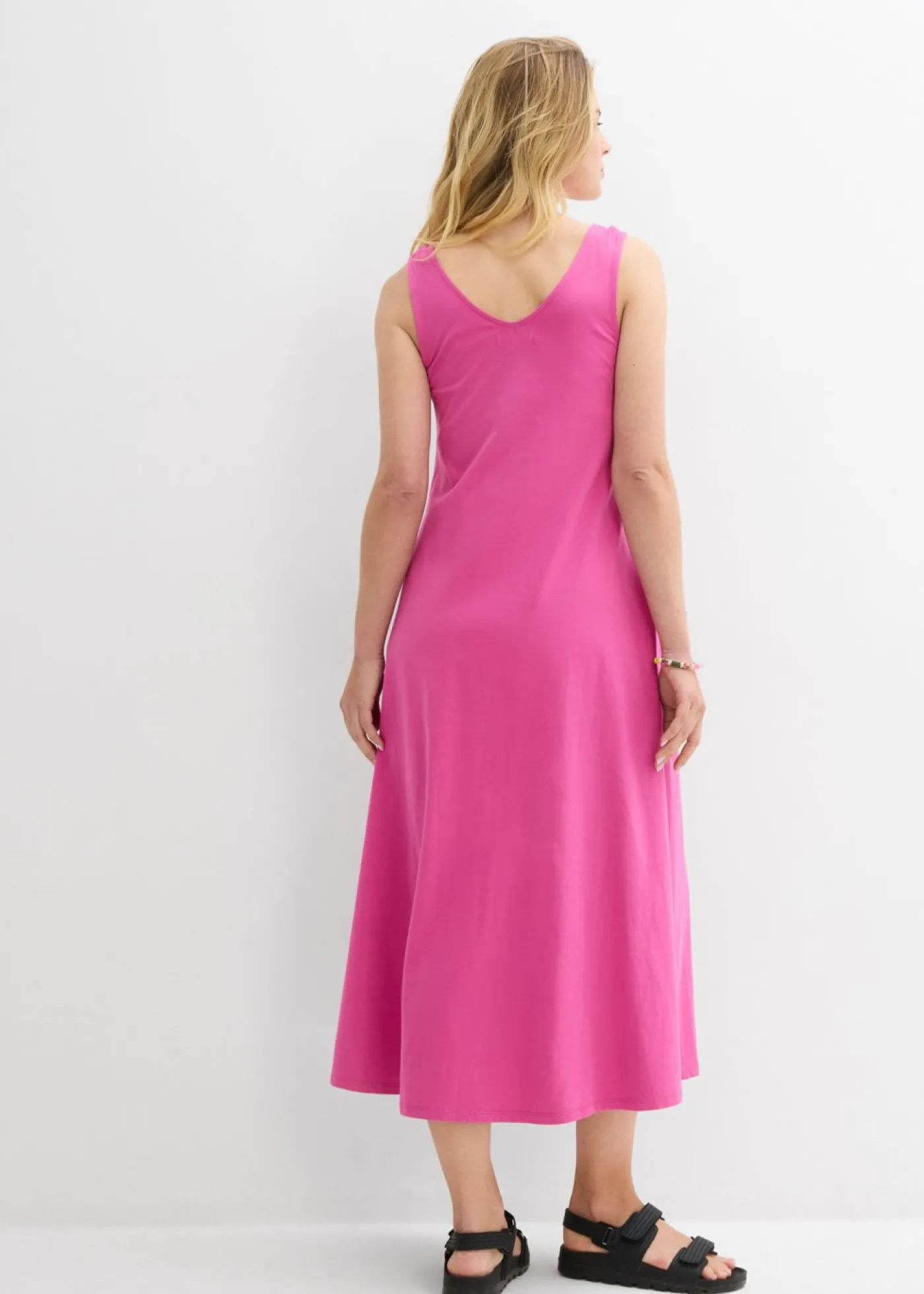 bonprix bonprix Vestido de punto de algodón puro fucsia Outlet