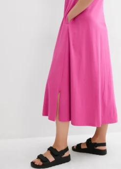 bonprix bonprix Vestido de punto de algodón puro fucsia Outlet