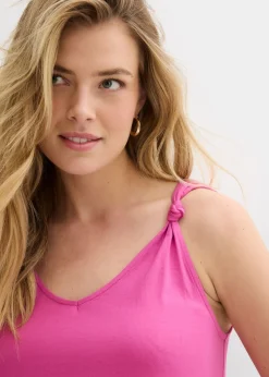 bonprix bonprix Vestido de punto de algodón puro fucsia Outlet