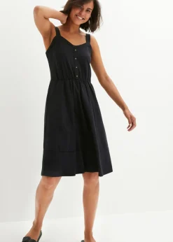 bonprix bonprix Vestido de punto de algodón Negro Hot