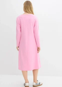 bonprix bonprix Vestido de punto de algodón orgánico puro pesado Rosa Discount