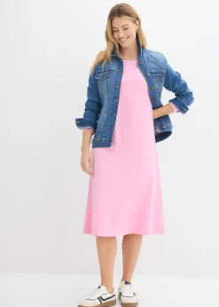 bonprix bonprix Vestido de punto de algodón orgánico puro pesado Rosa Discount