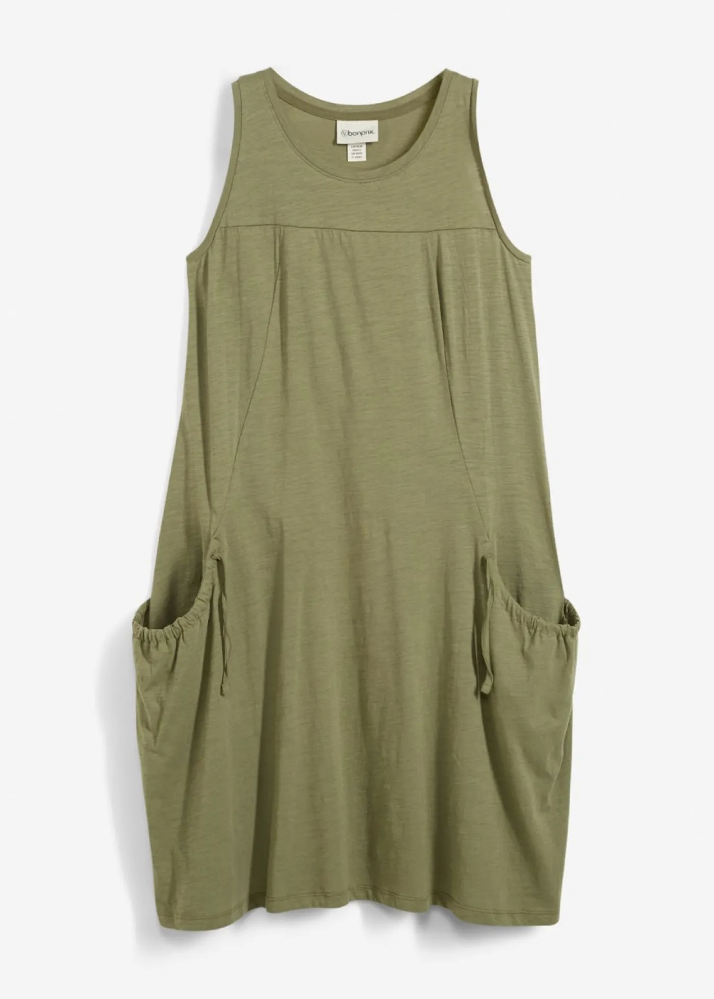 bonprix bonprix Vestido de punto de algodón con bolsillos Verde oliva