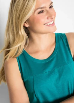 bonprix bonprix Vestido de punto de algodón con bolsillos Verde oliva