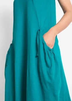 bonprix bonprix Vestido de punto de algodón con bolsillos Verde oliva