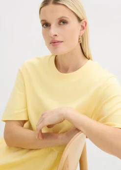 bonprix bonprix Vestido de punto de algodón puro Amarillo claro Hot