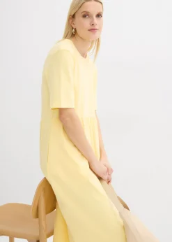 bonprix bonprix Vestido de punto de algodón puro Amarillo claro Hot