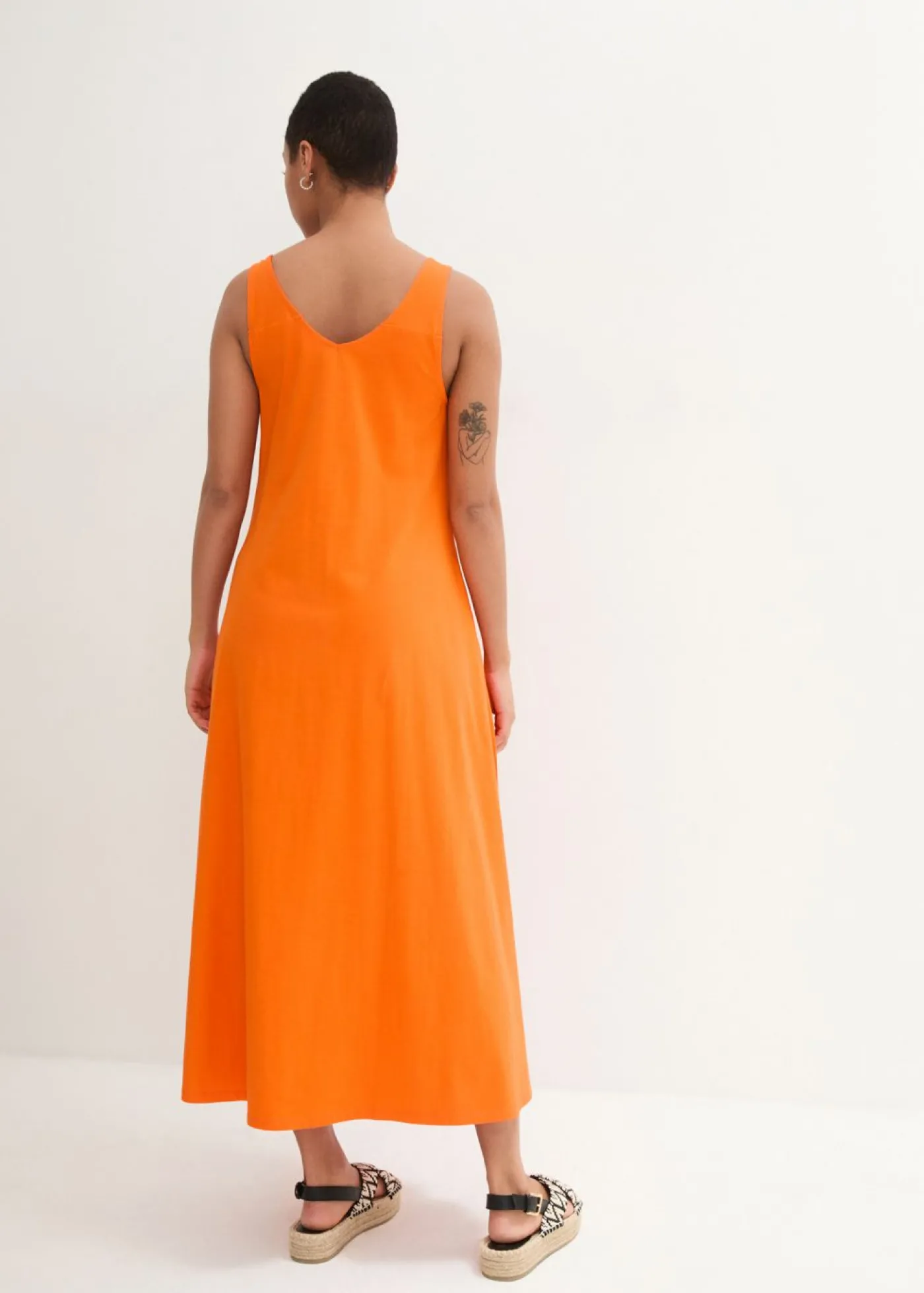 bonprix bonprix Vestido de punto de algodón puro Naranja cálido Outlet