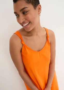 bonprix bonprix Vestido de punto de algodón puro Naranja cálido Outlet
