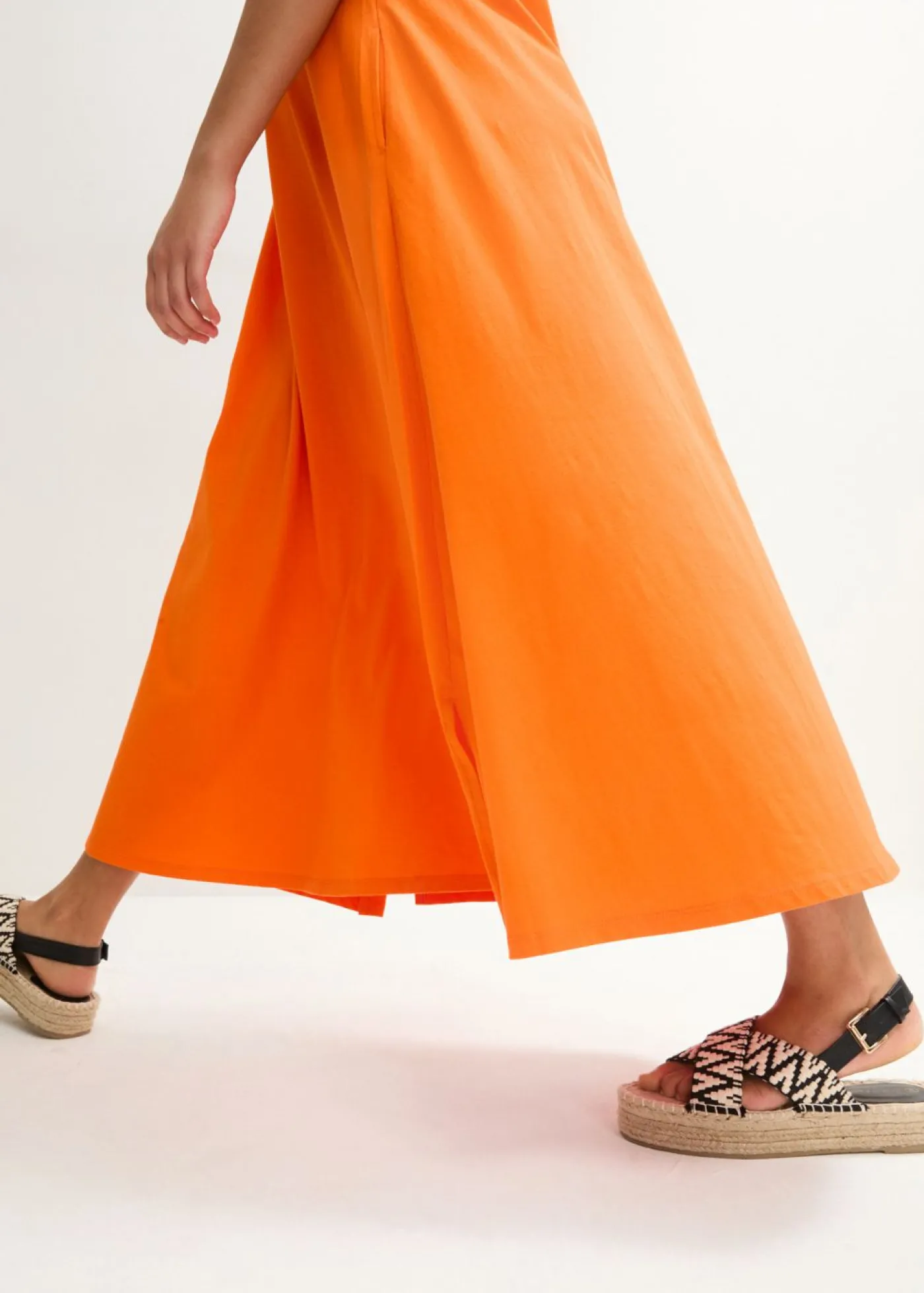bonprix bonprix Vestido de punto de algodón puro Naranja cálido Outlet