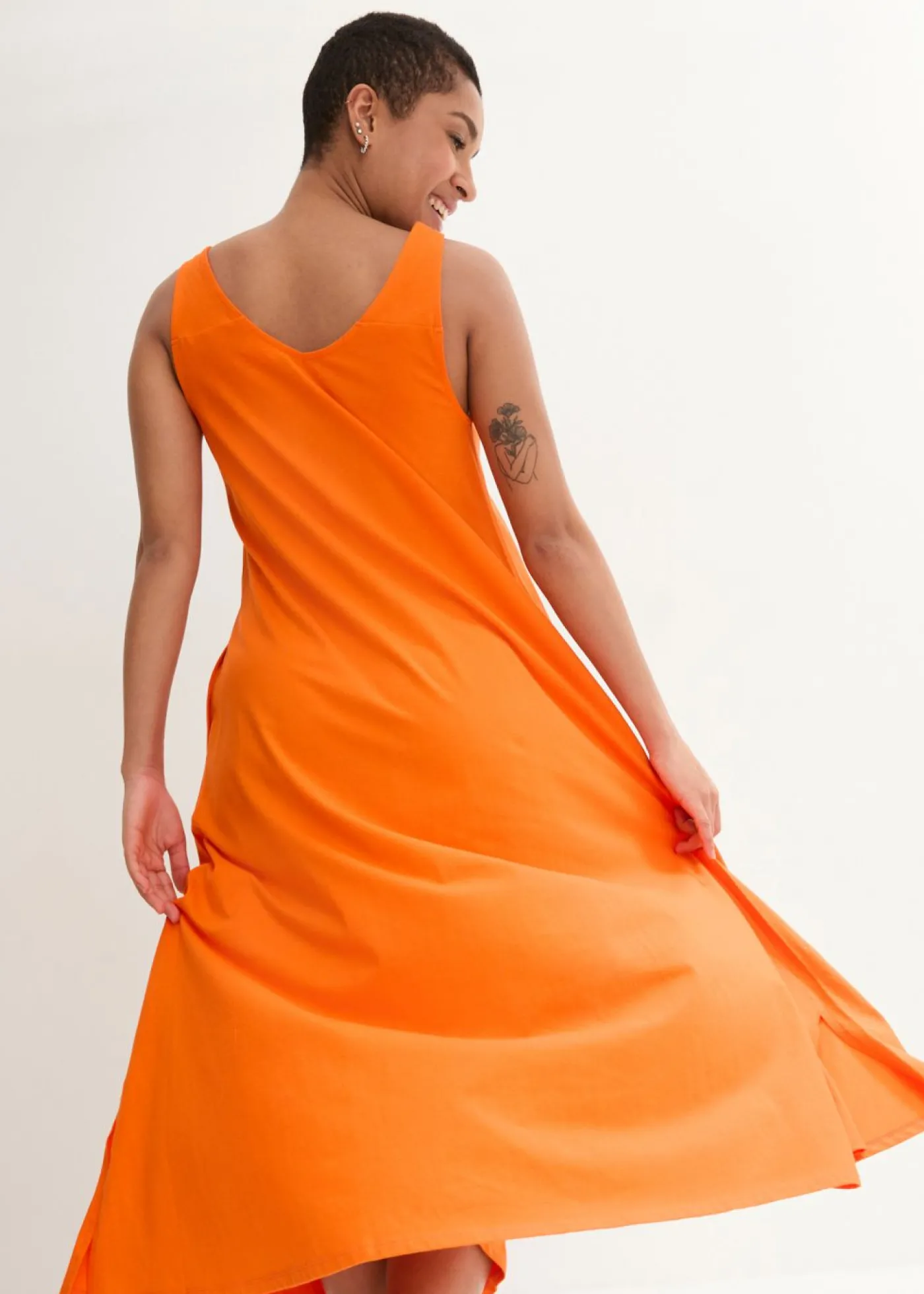 bonprix bonprix Vestido de punto de algodón puro Naranja cálido Outlet