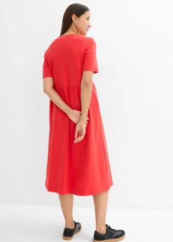 bonprix bonprix Vestido de punto de algodón puro fresa