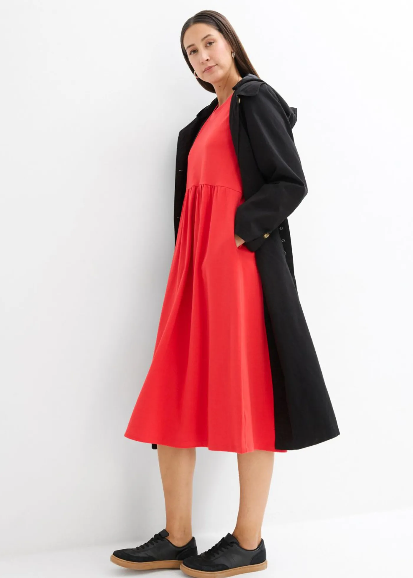 bonprix bonprix Vestido de punto de algodón puro fresa