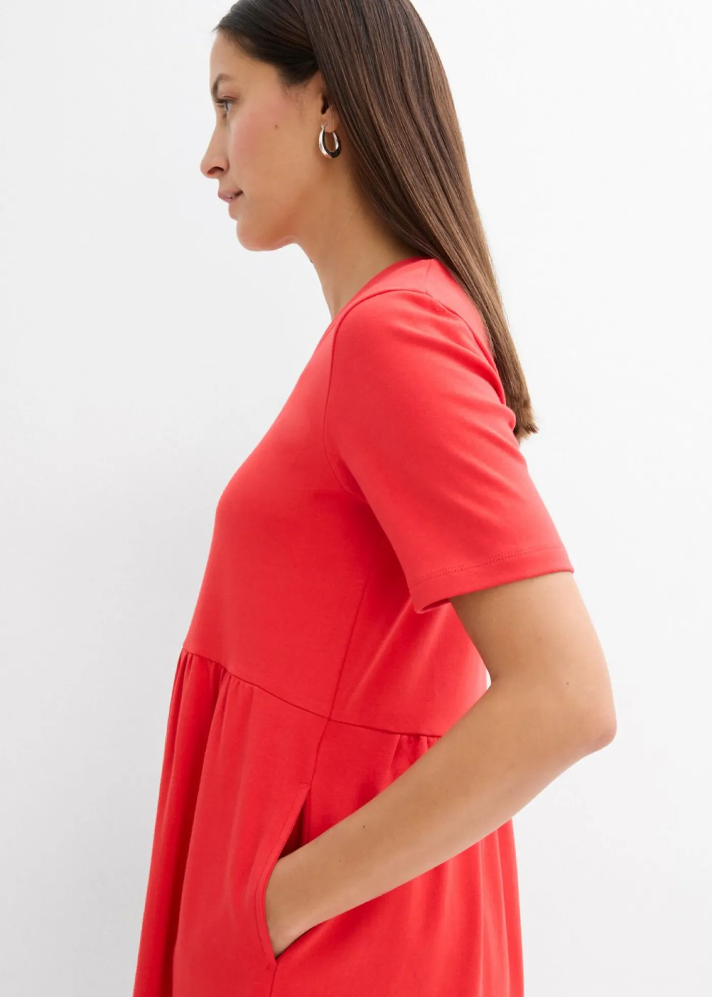bonprix bonprix Vestido de punto de algodón puro fresa