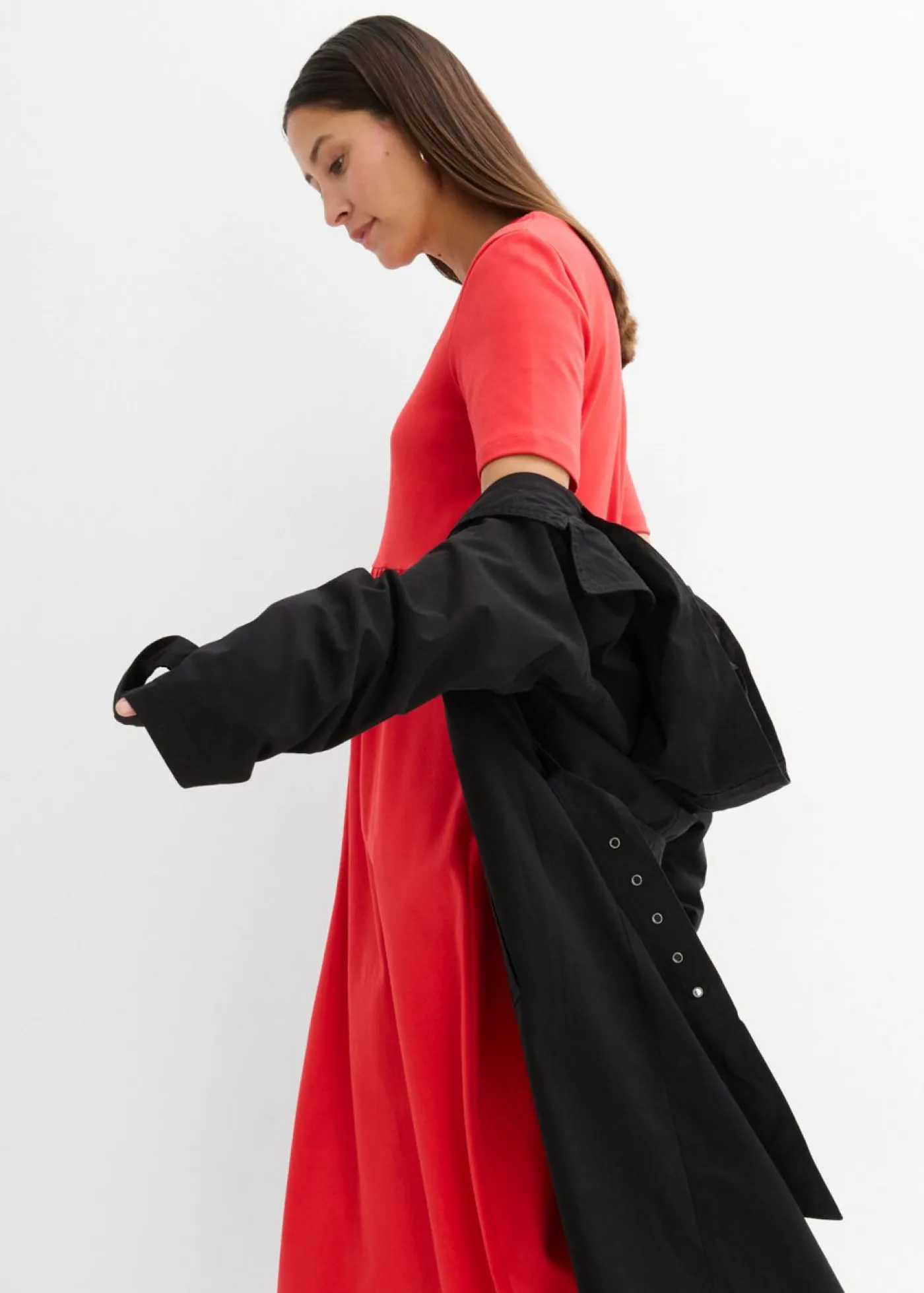 bonprix bonprix Vestido de punto de algodón puro fresa