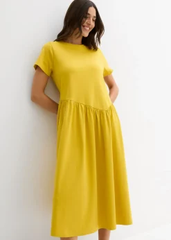 bonprix bonprix Vestido de punto de algodón orgánico puro curry limón Hot
