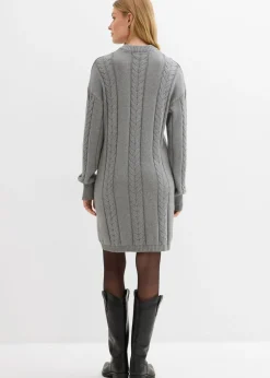 bonprix bonprix Vestido de punto de algodón puro Gris jaspeado New