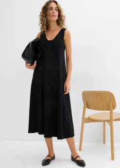 bonprix bonprix Vestido de punto de algodón orgánico puro Negro Online