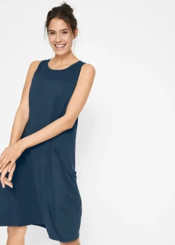 bonprix bonprix Vestido de punto de algodón con bolsillos Azul oscuro Best