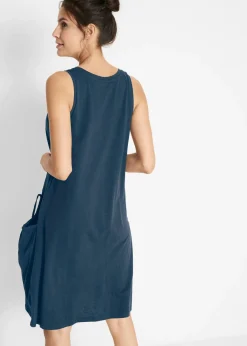 bonprix bonprix Vestido de punto de algodón con bolsillos Azul oscuro Best