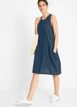 bonprix bonprix Vestido de punto de algodón con bolsillos Azul oscuro Best