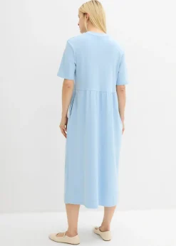 bonprix bonprix Vestido de punto de algodón puro Azul claro New