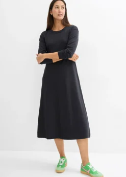 bonprix bonprix Vestido de punto de algodón orgánico puro pesado Negro Hot