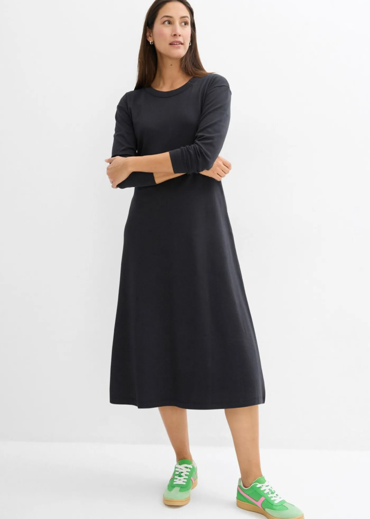bonprix bonprix Vestido de punto de algodón orgánico puro pesado Negro Hot