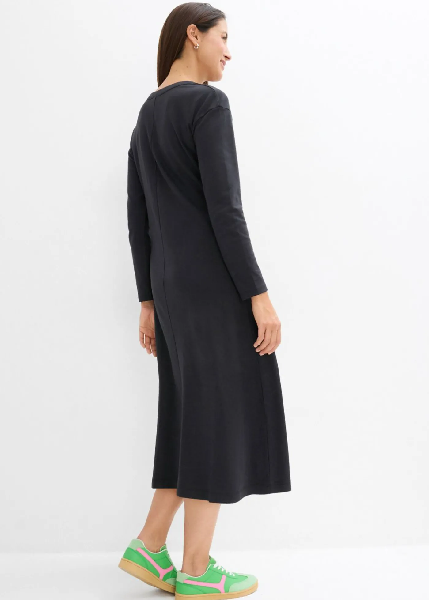 bonprix bonprix Vestido de punto de algodón orgánico puro pesado Negro Hot