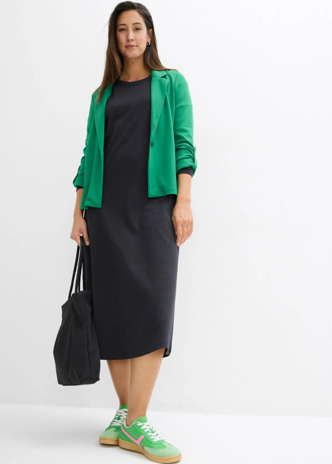 bonprix bonprix Vestido de punto de algodón orgánico puro pesado Negro Hot