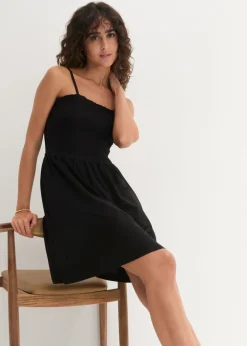 bonprix bonprix Vestido de punto de algodón orgánico puro Negro Sale