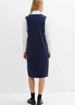 bonprix bonprix Vestido de punto de algodón puro Azul marino Clearance