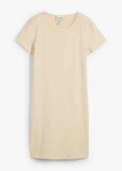 bonprix bonprix Vestido de punto de algodón orgánico elástico Arena claro Online