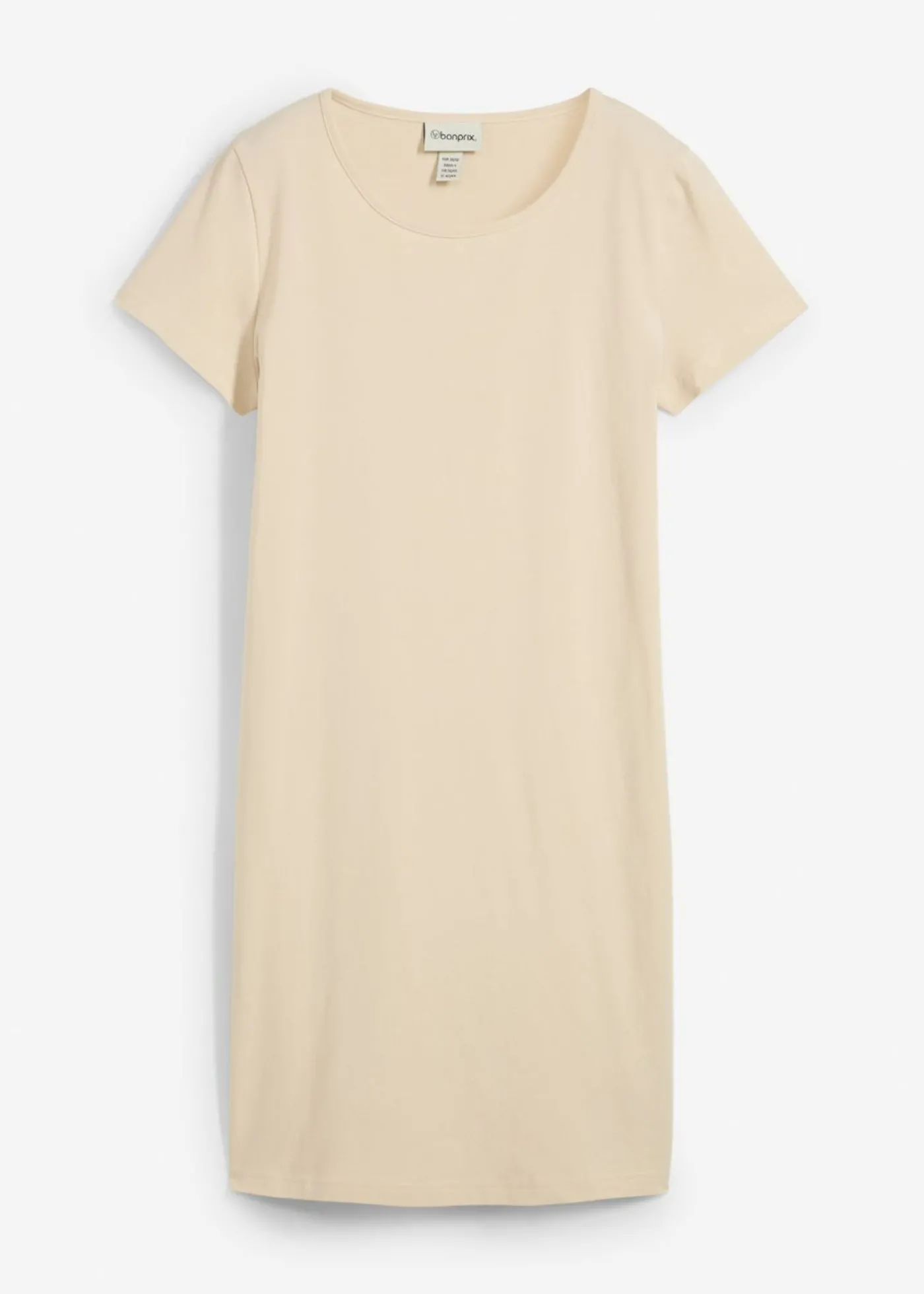 bonprix bonprix Vestido de punto de algodón orgánico elástico Arena claro Online